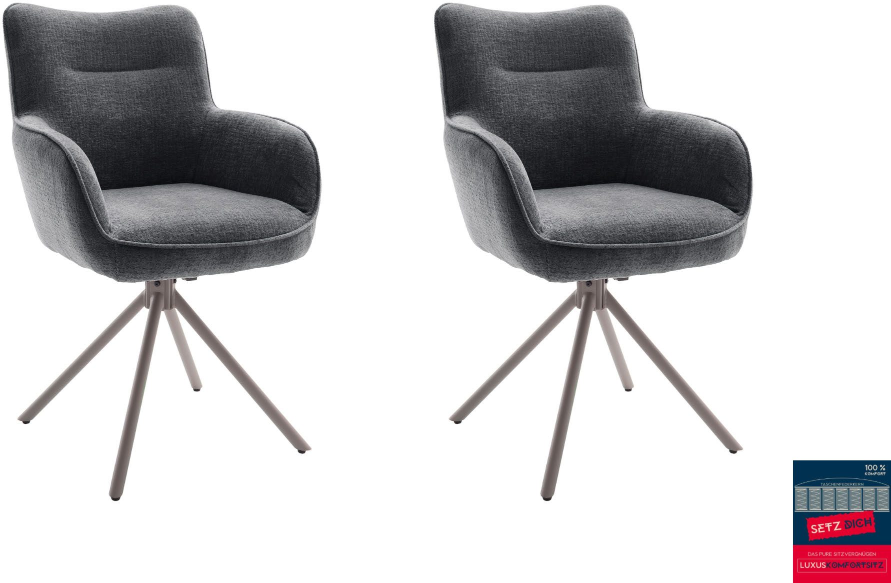 MCA furniture 4-Fußstuhl (Set, 2 St), 180° drehbar, Taschenfederkern