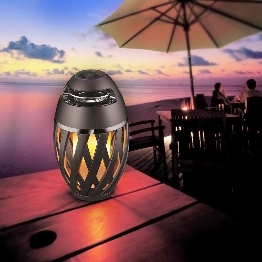 Außen-Tischleuchte, Tischleuchte verbaut, mit Bluetooth Globo Feuereffekt Kaltweiß, fest Tageslichtweiß, und LED Außen LED-Leuchtmittel