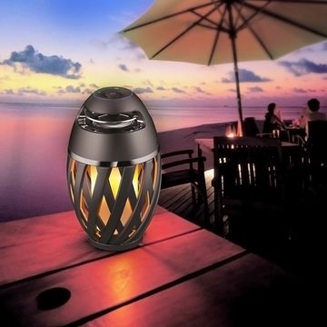 Globo LED Außen-Tischleuchte, LED-Leuchtmittel fest verbaut, Kaltweiß, Tageslichtweiß, Außen Tischleuchte mit Feuereffekt und Bluetooth