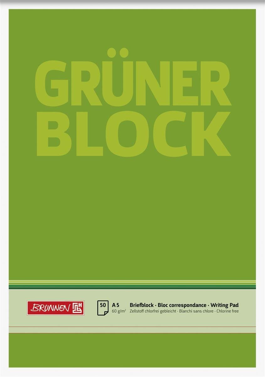 BRUNNEN Collegeblock BRUNNEN 1052436 Block "Grüner Block" A5 unliniert