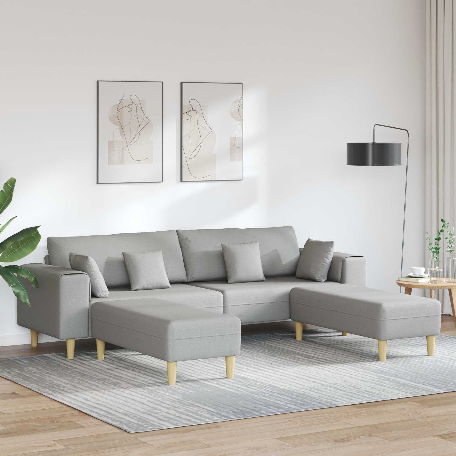 vidaXL Sofa Sofa 3 Stk. Wolkengrau Stoff, 3 Teile