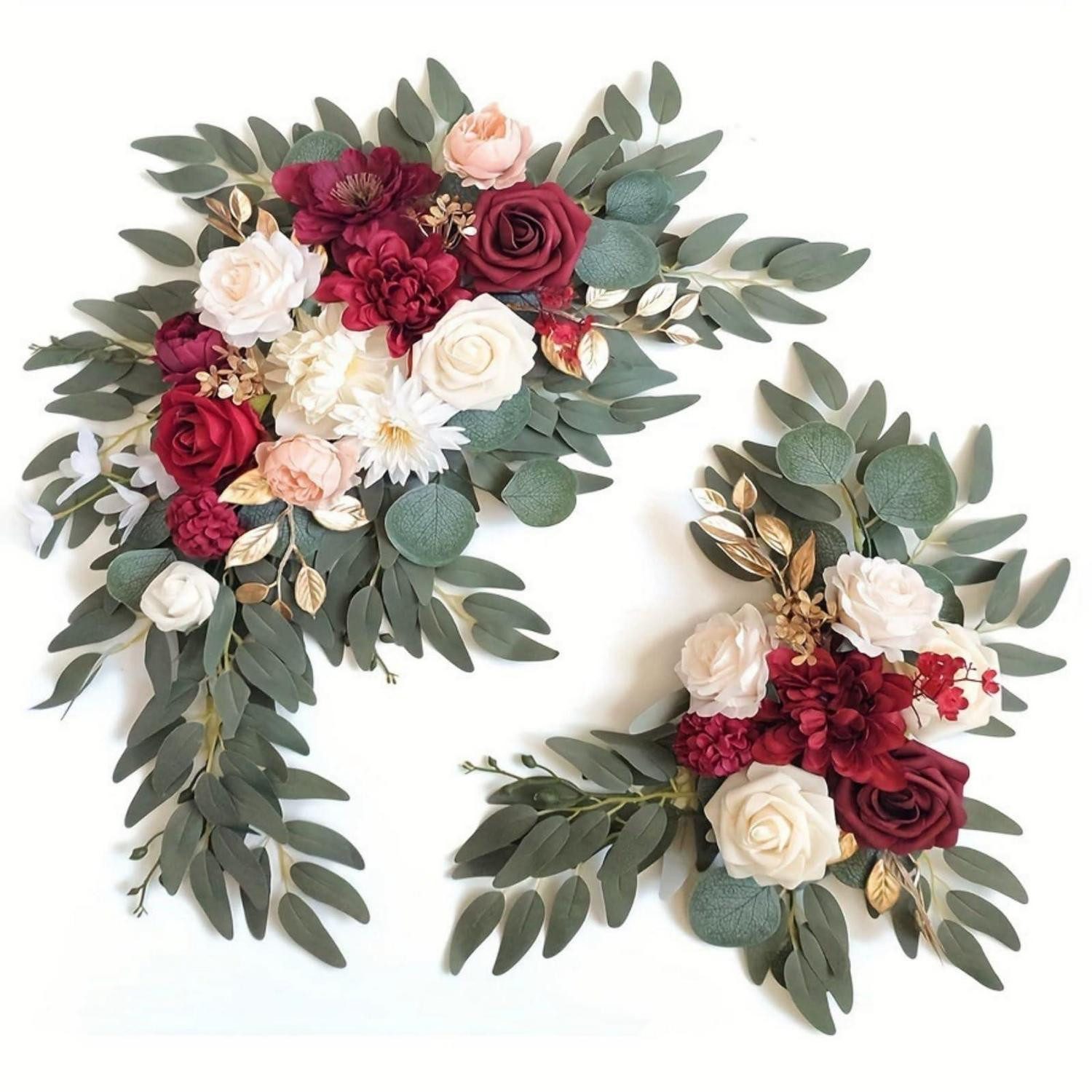 Kunstgirlande Künstliche Blumen Girlande Rot 2 Stück, LuxusKollektion, Höhe 8 cm