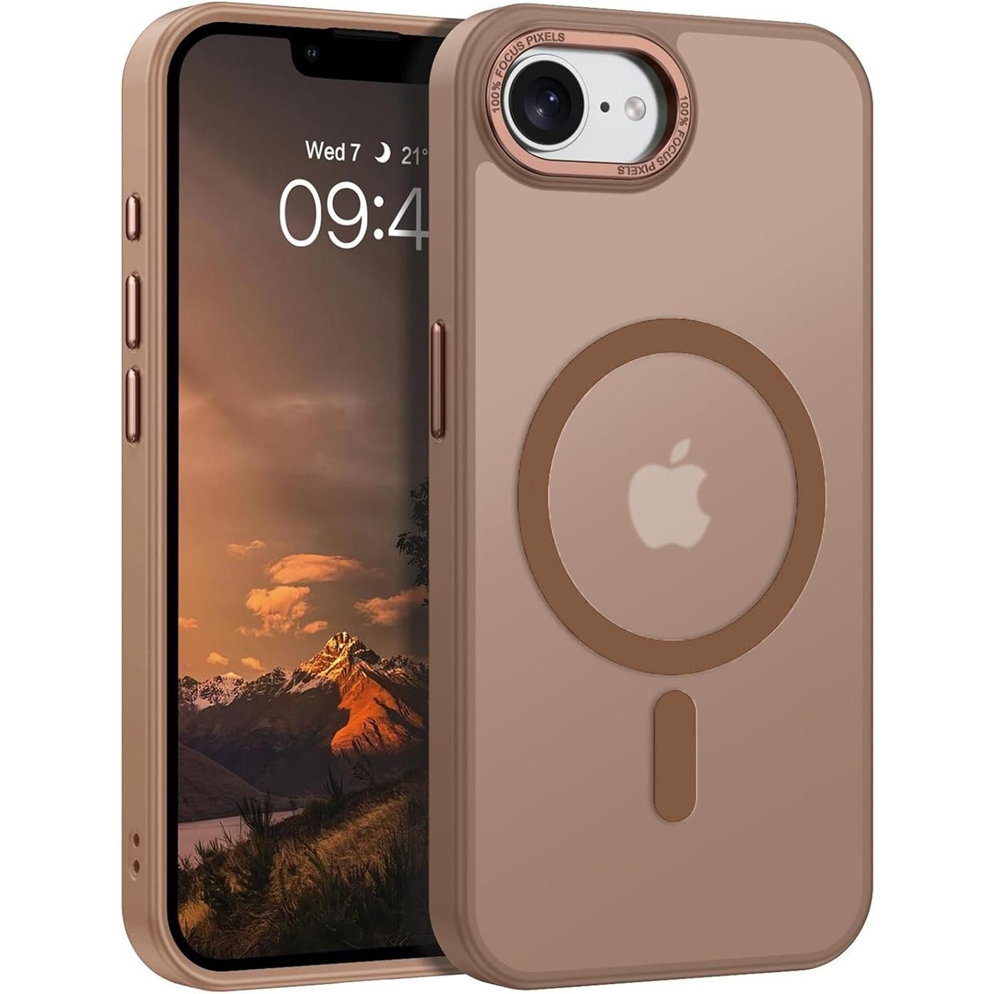 CoolGadget Handyhülle Magnet Hülle für iPhone 16e Schutzhülle mit Metall Kamerarahmen 6,1 Zoll, magnetisches Schutzcase Matt Stoßfest kompatibel mit Magsafe Zubehör