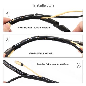 TPFNet Kabelkanal (1-St., Spiral-Kabelschlauch - Kabelorganizer - Kabelmanagementsystem), unterschiedliche Durchmesser und Farben - Zuschneidbar - 10m