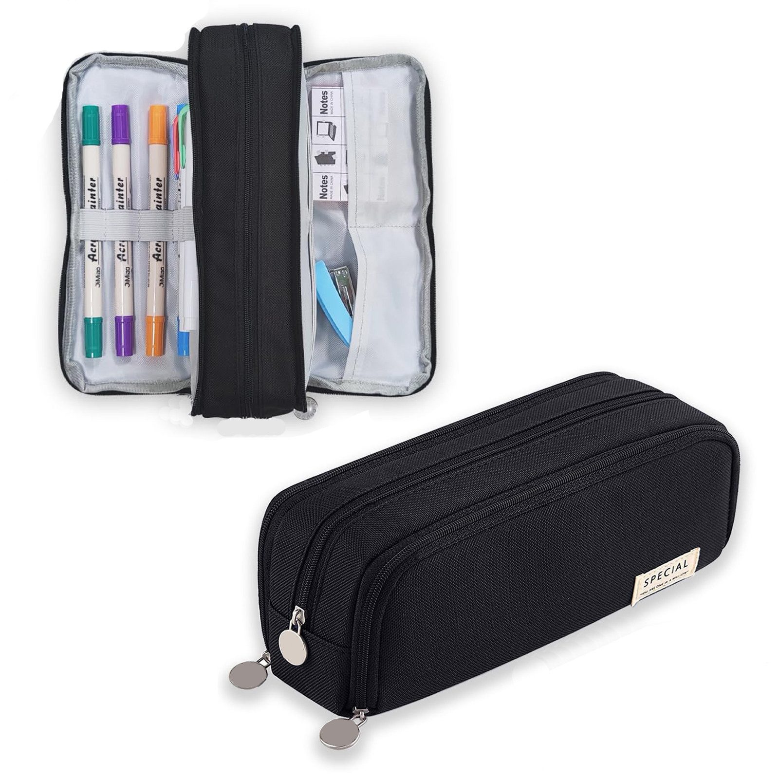 Zaewry Schreibgeräteetui Federmäppchen mit 3 Fächern – Großes Fassungsvermögen Stifteetui, (1-tlg), für Schule, Büro, Mädchen und Jugendliche, praktische Aufbewahrung