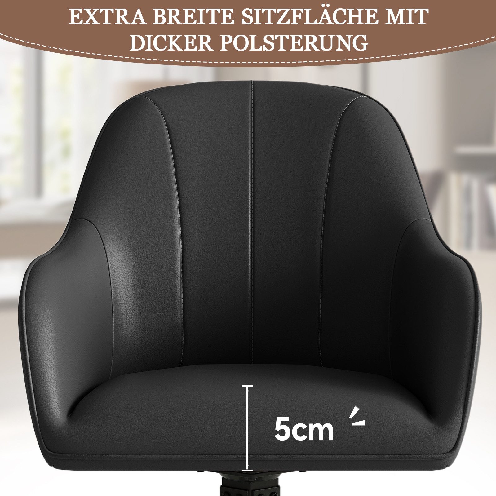 HawthyHome Esszimmerstuhl mit Armlehnen und Metallbeinen, 4er-Set, 360° drehbarer,Beige (4 St), 360° drehbarer – Bild 3 von 5