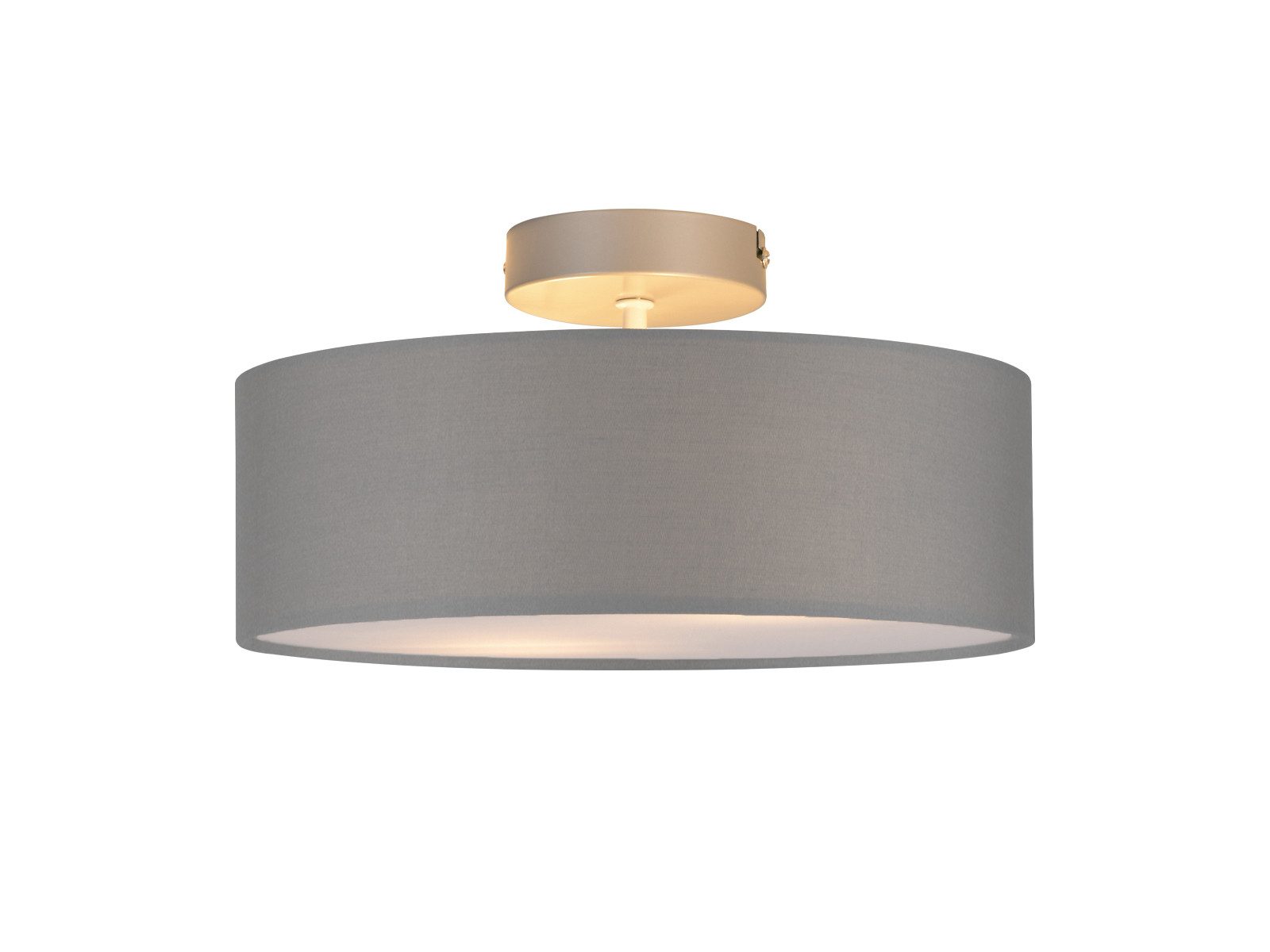 meineWunschleuchte Deckenleuchte mit Stoff Lampenschirm Grau Ø 30cm, ohne Leuchtmittel, kleine Stoff-Lampe, gemütliche Deckenlampe, E14 Schlafzimmerlampe