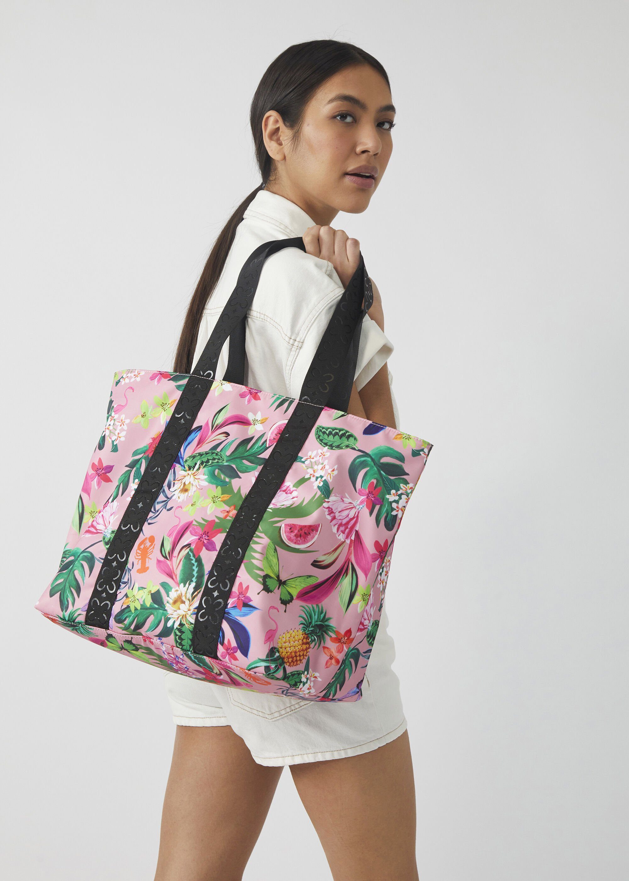 Codello Strandtasche Nachhaltige Beach Bag mit trendigem Tropical Print, mit trendigem Tropical Print