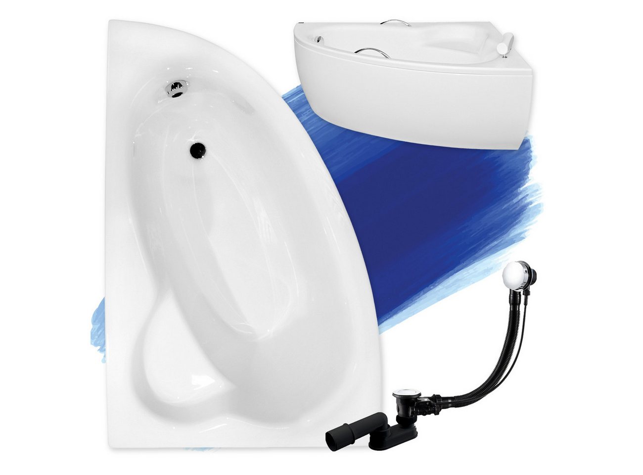 Thumbnail - KOLMAN Badewanne Eckbadewanne Natalia 150x100, (Links/Rechts), Ablaufgarnitur & Füße GRATIS