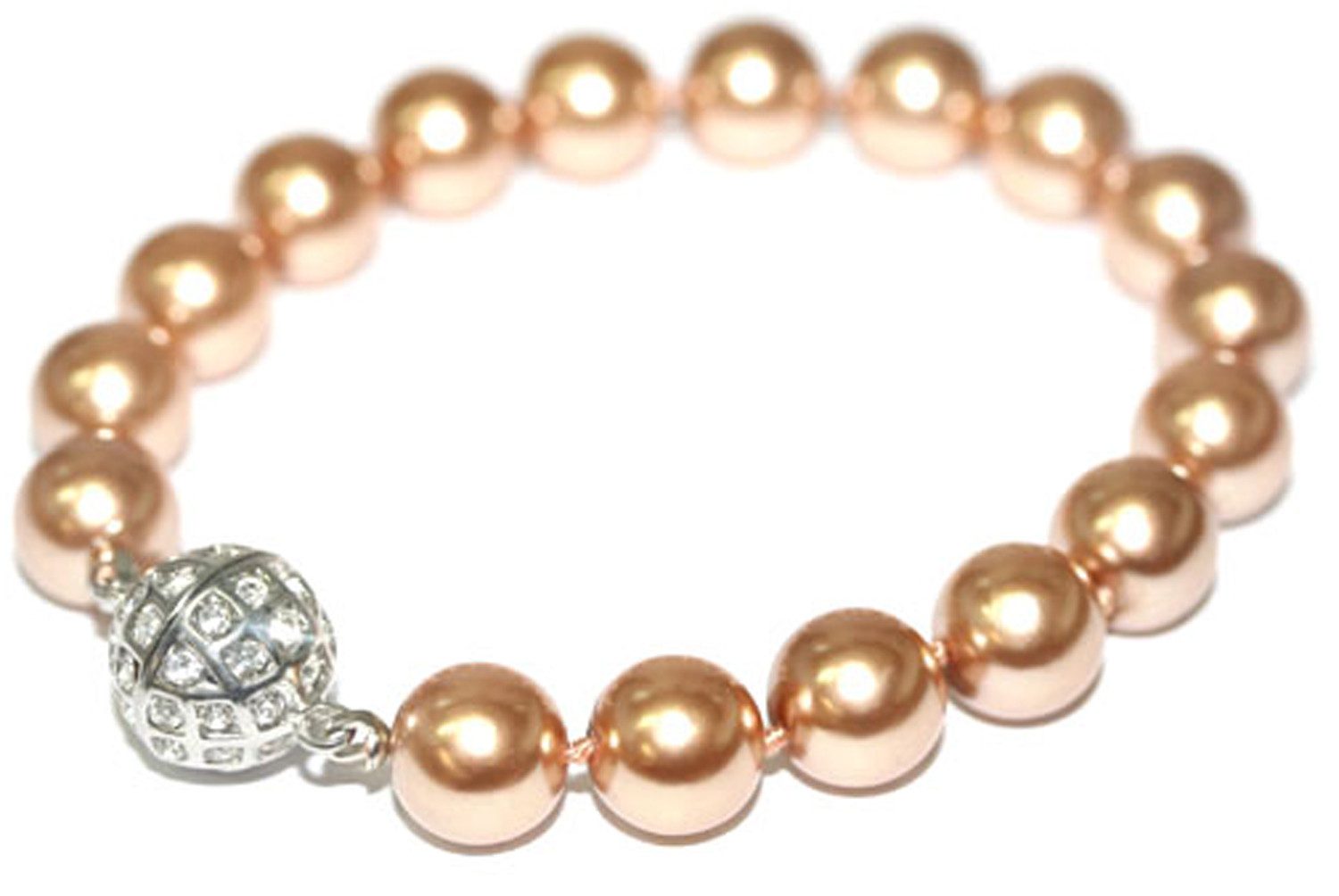 Le Bijou Perlenarmband Perlen Glow (1-tlg), Muschelkern Perlen-Armband 19 cm Ø10 mm mit Markenkristallen