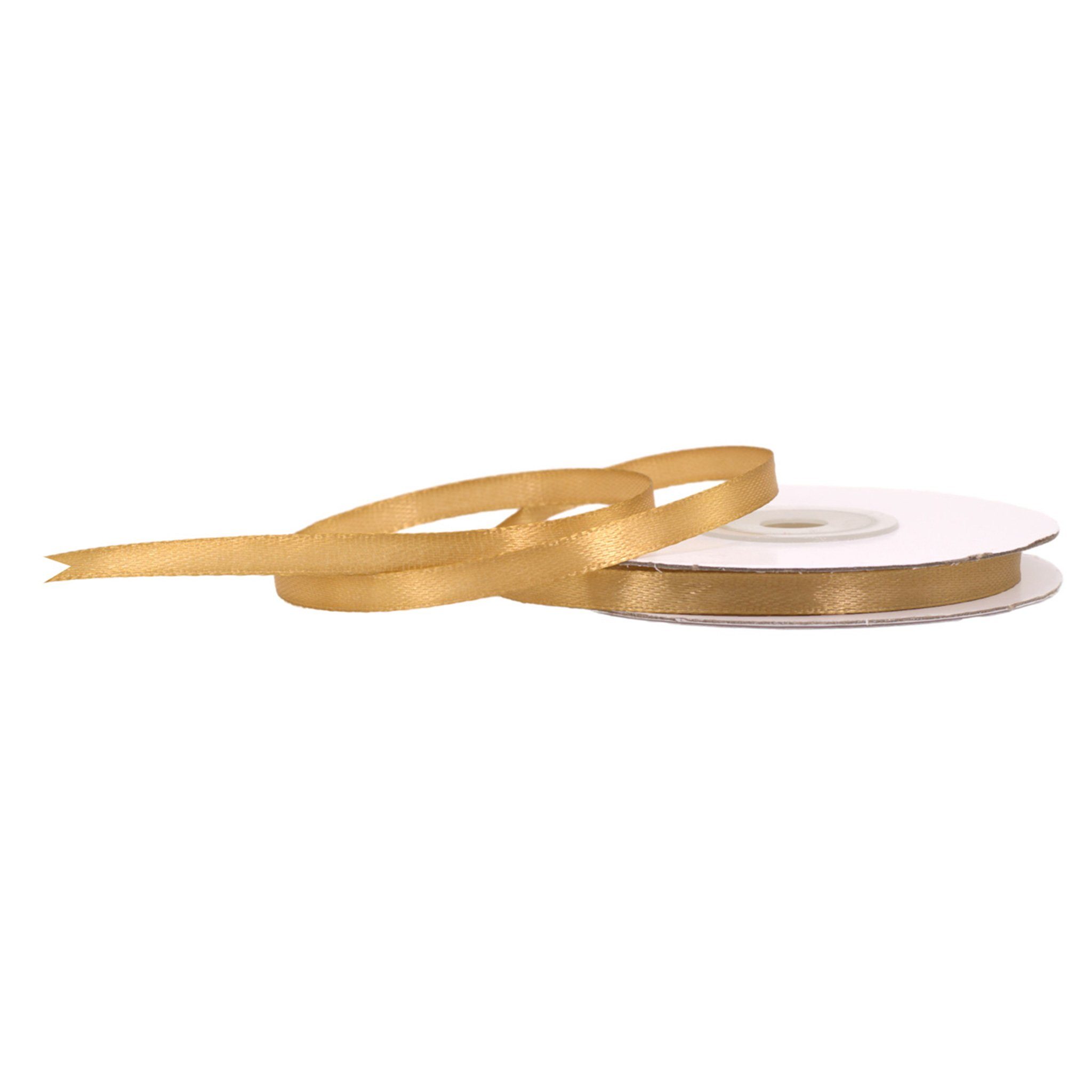 Creativery Satinband, Satinband 6mm x 25m Rolle Hellgold
