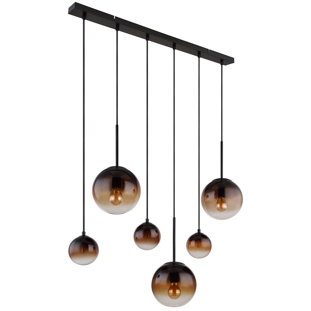 GLOBO LIGHTING Hängeleuchte, Leuchtmittel nicht inklusive, Pendellampe Wohnzimmerleuchte Glas rauchfarben 6 Flammig H 117cm