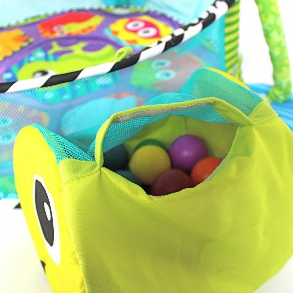 Krabbeldecke 3 in 1 Schildkröte Erlebnisdecke Spielbogen mit 30 Bälle, Dripex – Bild 3 von 5