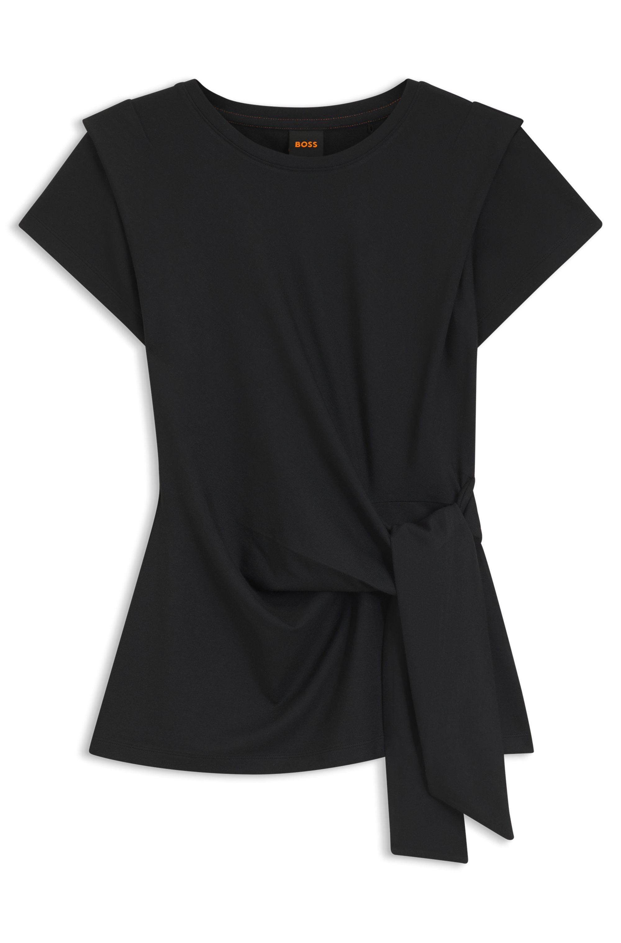 BOSS ORANGE Kurzarmshirt Erlan Premium Damenmode mit Knoten-Detail, figurbetont – Bild 4 von 5