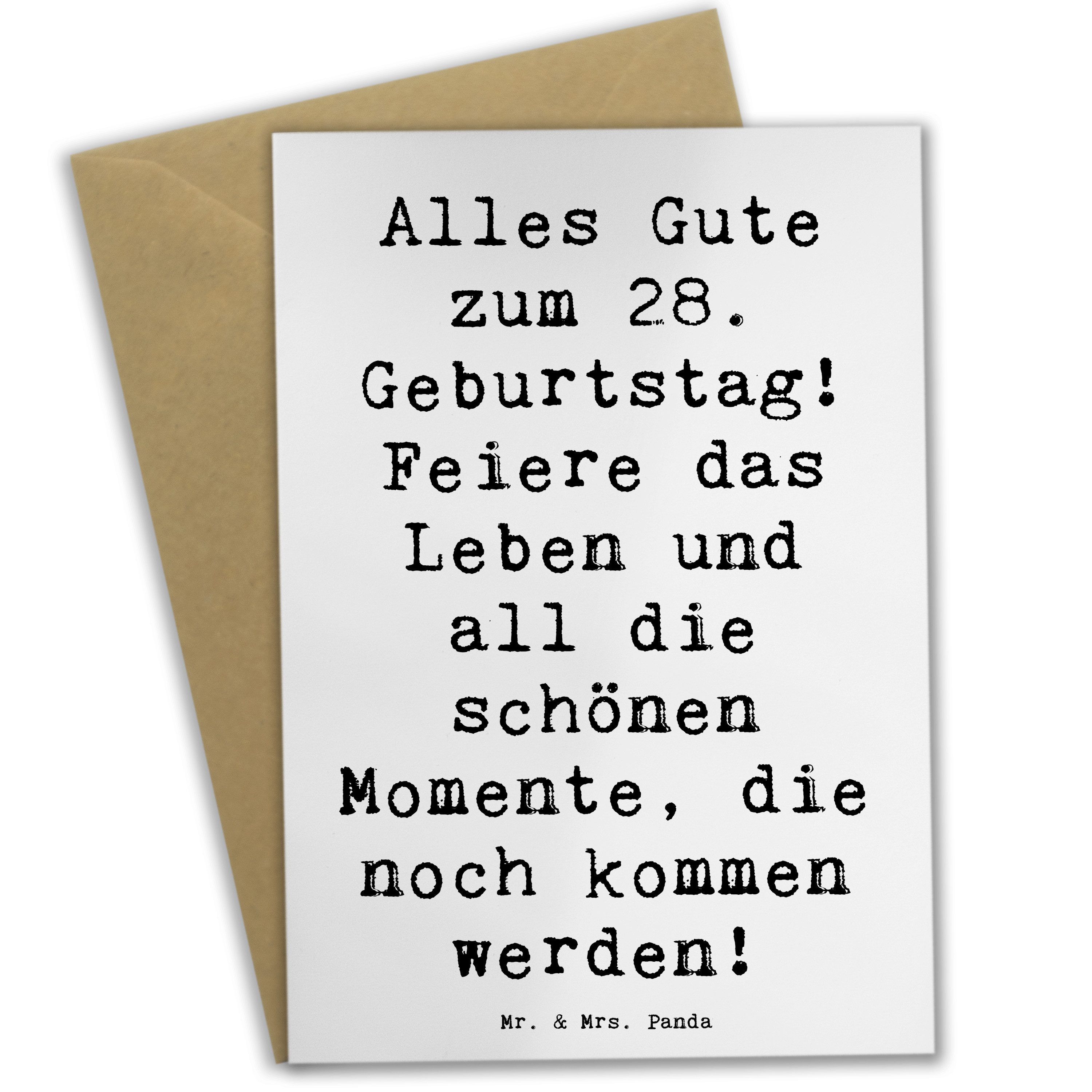 Grußkarte Spruch 28. Geburtstag - Weiß - Geschenk, Geburtstagsspruch 28 Jahre