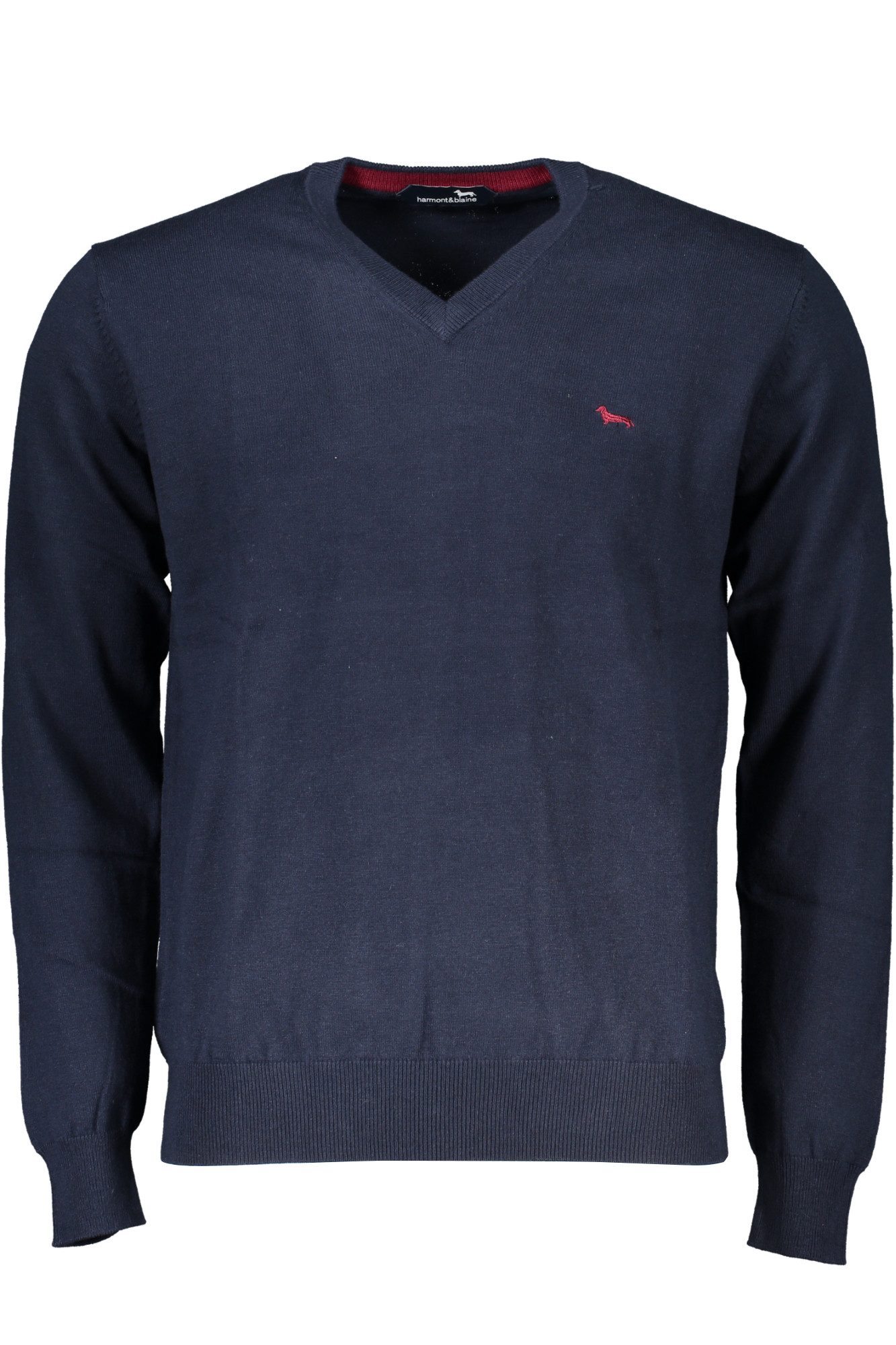 Harmont & Blaine Strickpullover Eleganter Herrenpullover Blau mit V-Ausschnitt und Stickerei