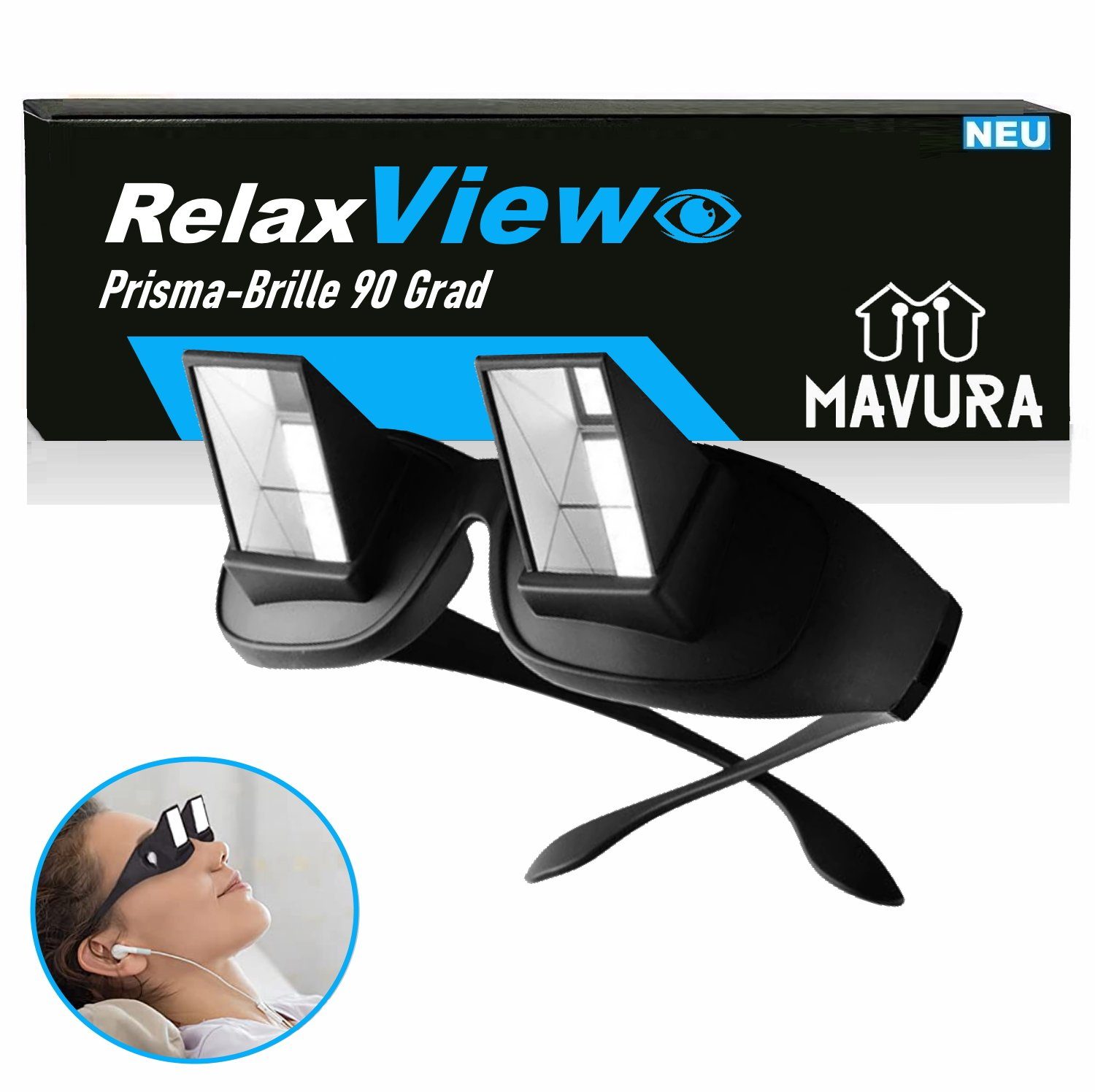 Brille RelaxView Prisma Brille 90 Grad Brille Spiegelbrille Winkelbrille
