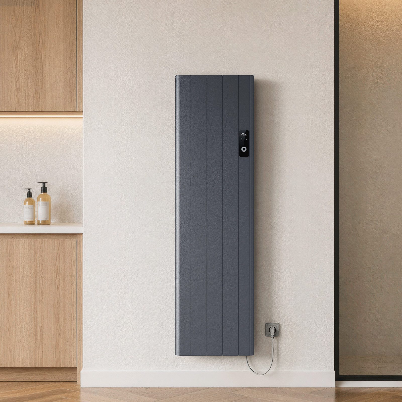 EMKE Elektro-Heizkörper Aluminium-Heizkörper mit WLAN, LCD-Display und Thermostat, Aluminium-Wandheizung mit LCD-Display für flexible Heizzeiten