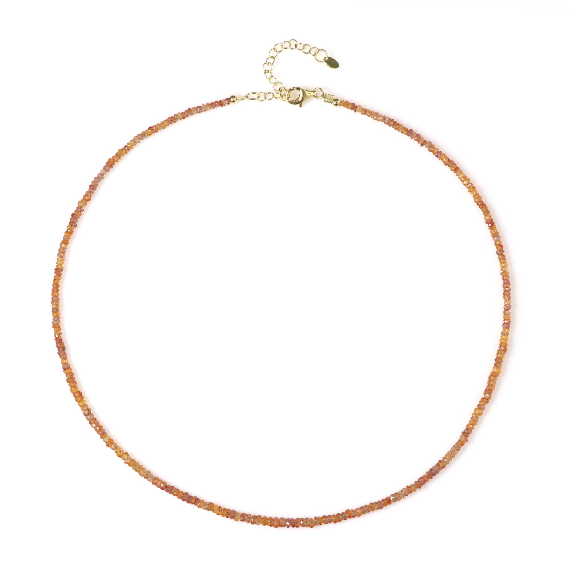 Cavill Silberkette Padparadscha Saphir 35,07 ct Silberkette vergoldet mit Perlen (1-tlg)