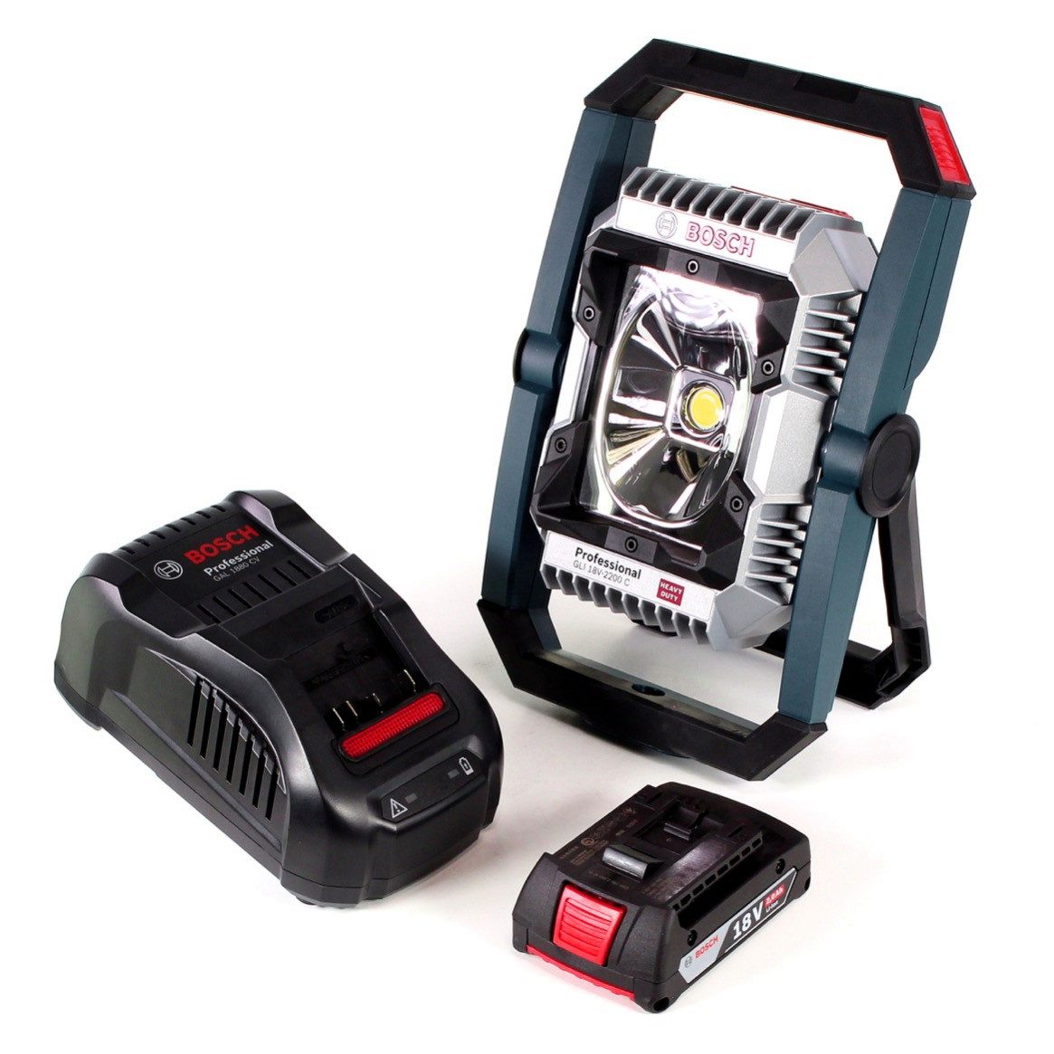 Bosch Professional Baustrahler GLI 18V-2200 C Akku Lampe 18V 2200lm Bluetooth (0601446501) + 1x 2