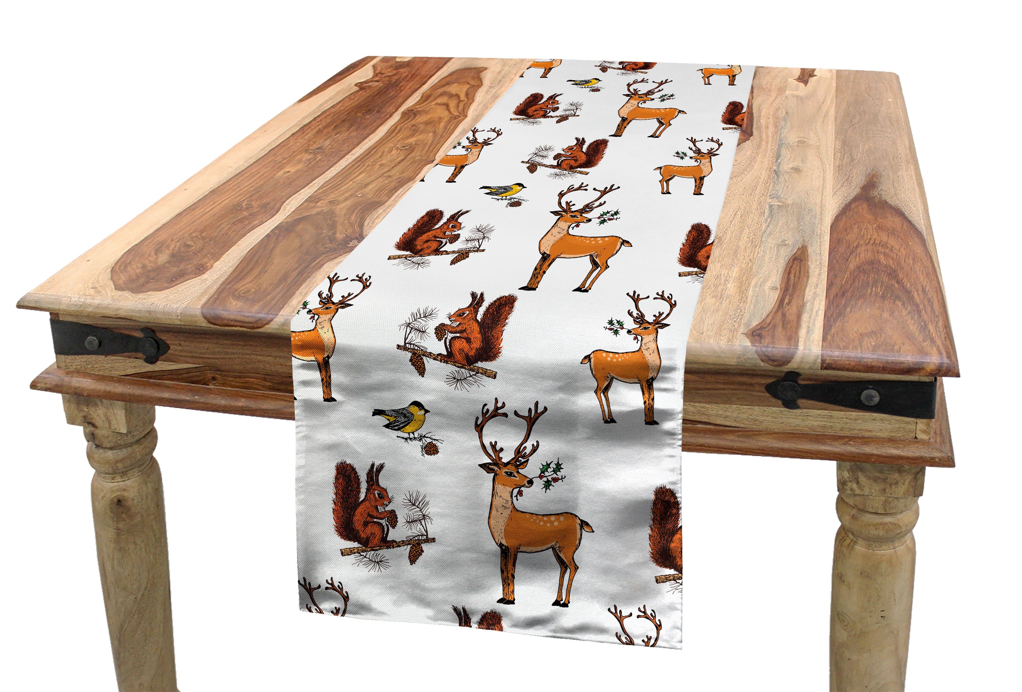 Abakuhaus Tischläufer Esszimmer Küche Rechteckiger Dekorativer Tischläufer, Eichhörnchen Weihnachten Tiere Skizze