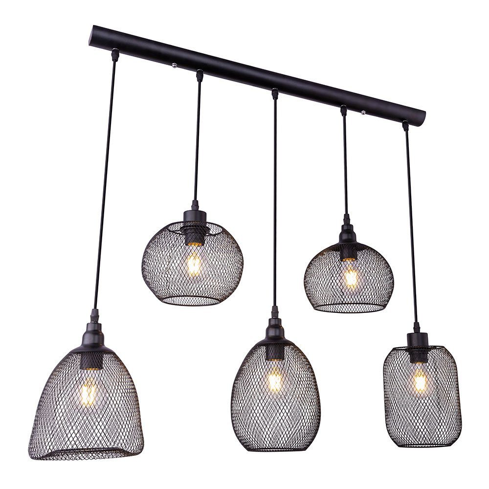 schwarz Wohn LED Hänge Warmweiß, Filament Käfig Lampe inklusive, etc-shop Zimmer Decken Leuchte Pendelleuchte, Vintage Leuchtmittel