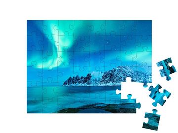 puzzleYOU Puzzle Nordlichter, Polarnacht auf den Lofoten, Norwegen, 48 Puzzleteile, puzzleYOU-Kollektionen Polar-Regionen