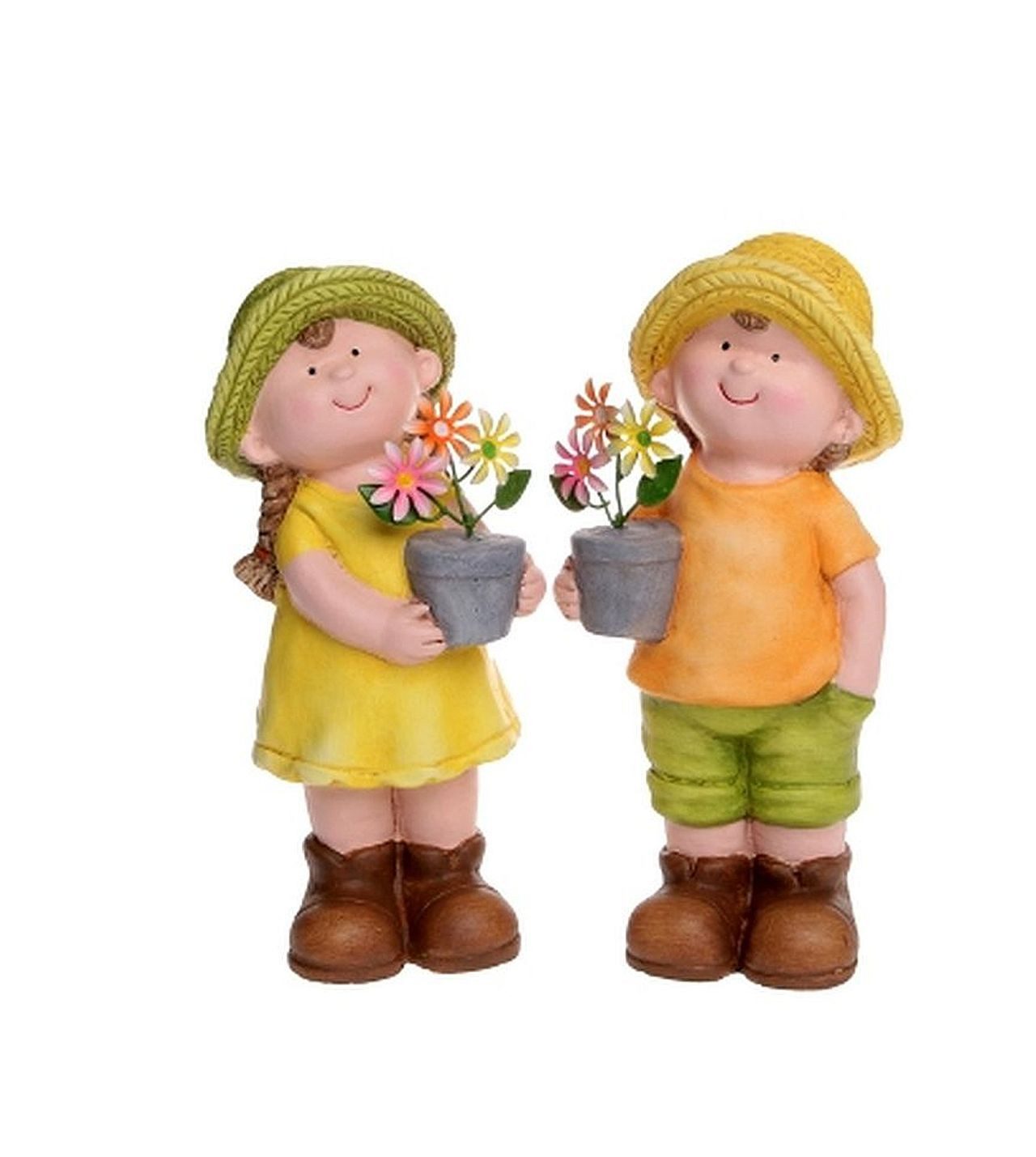 Dragimex Gartenfigur Sommerkinder Gärtnerkinder mit Blumentopf günstig online kaufen