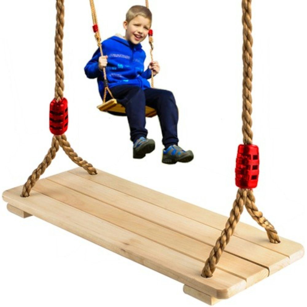 ISO TRADE Einzelschaukel Schaukel aus Holz, (Sitz Schaukeln mit Seil, 1