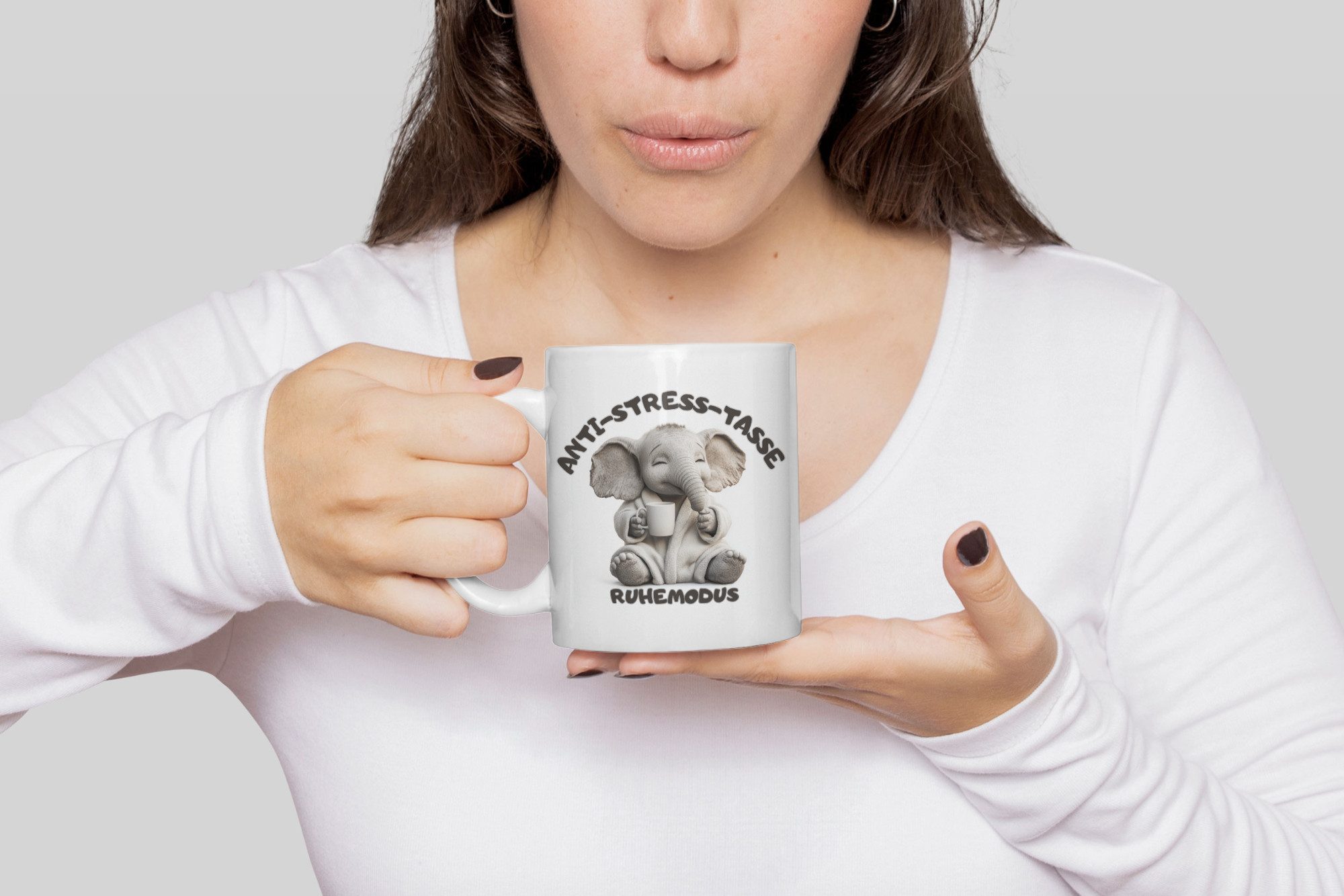 WS-Trend Tasse Anti Stress Ruhemodus Elefant Kaffeetasse Teetasse Tasse Geschenkidee, Keramik, 325 ml – Bild 2 von 2