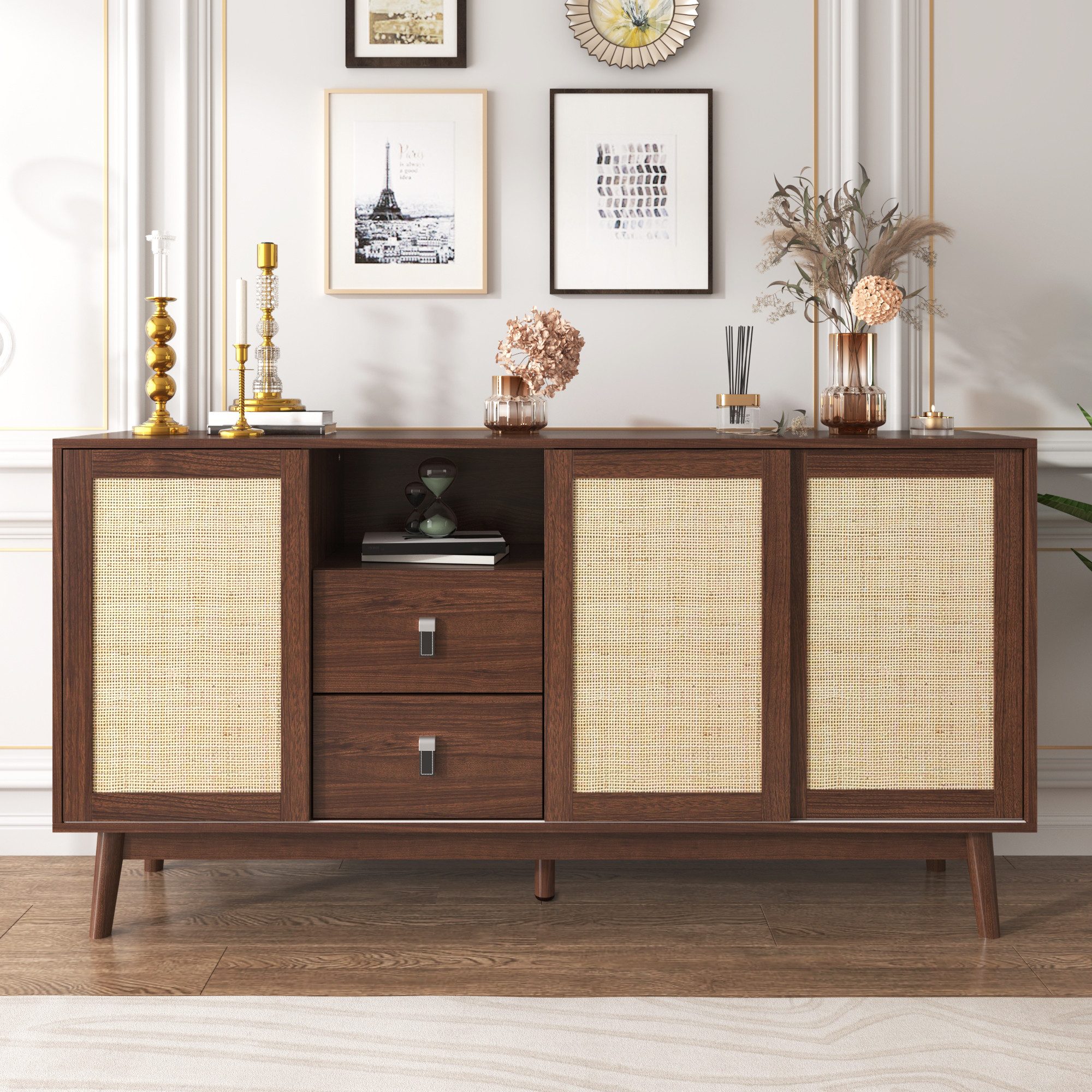 SOFTWEARY Sideboard Breite 155 cm, Küchenbuffet, günstig online kaufen
