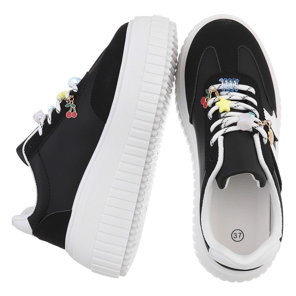 Ital-Design Plateausneaker mit verspielten Details für Damen Sneaker (91409144) Keilabsatz/Wedge Sneakers Low in Schwarz