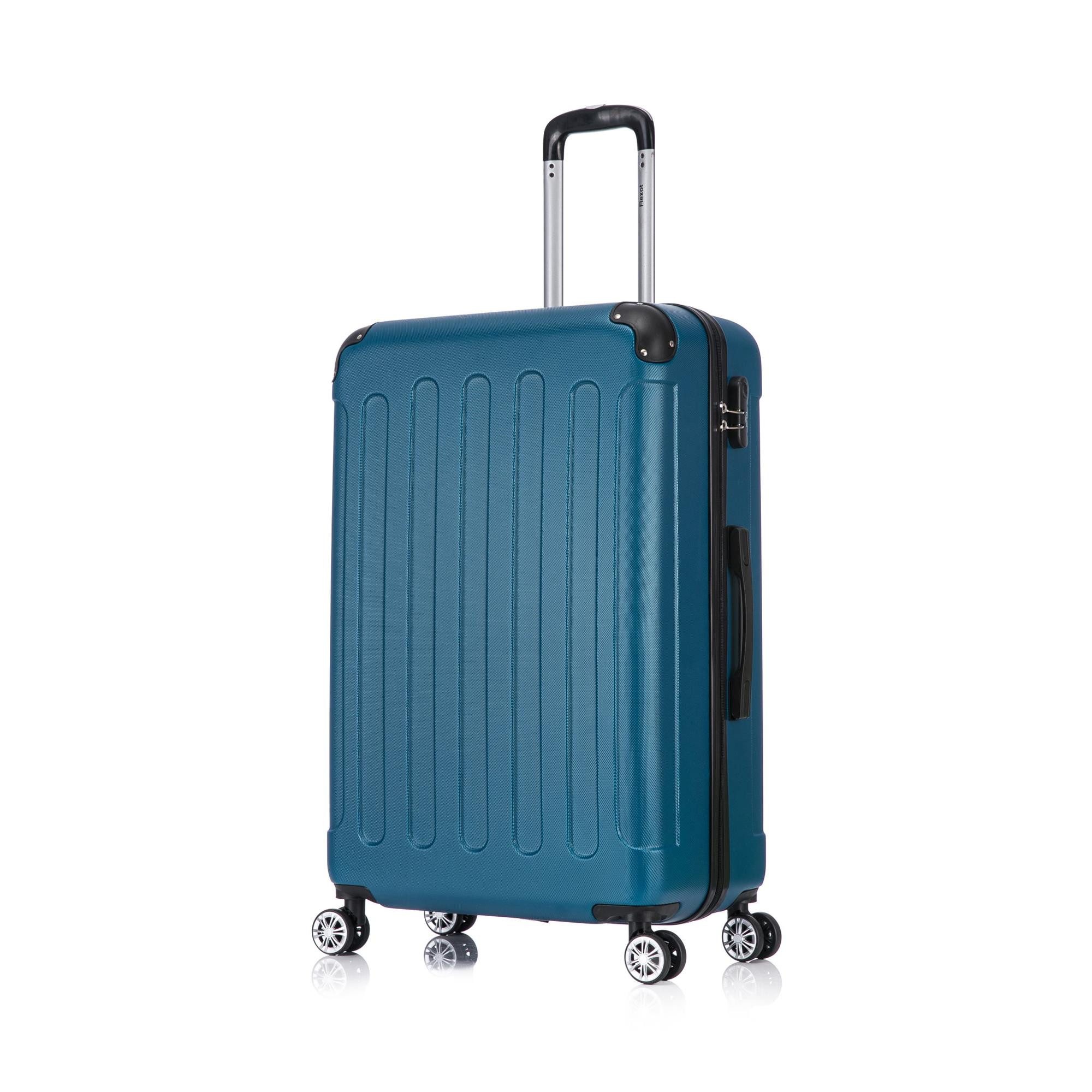 Flexot Hartschalen-Trolley F-2045 Kofferset, 360° Rollen, robuster Reisekoffer, Bordcase, 4 Rollen, Robuster und moderner Koffer mit vier 360° Rollen und Zahlenschloss