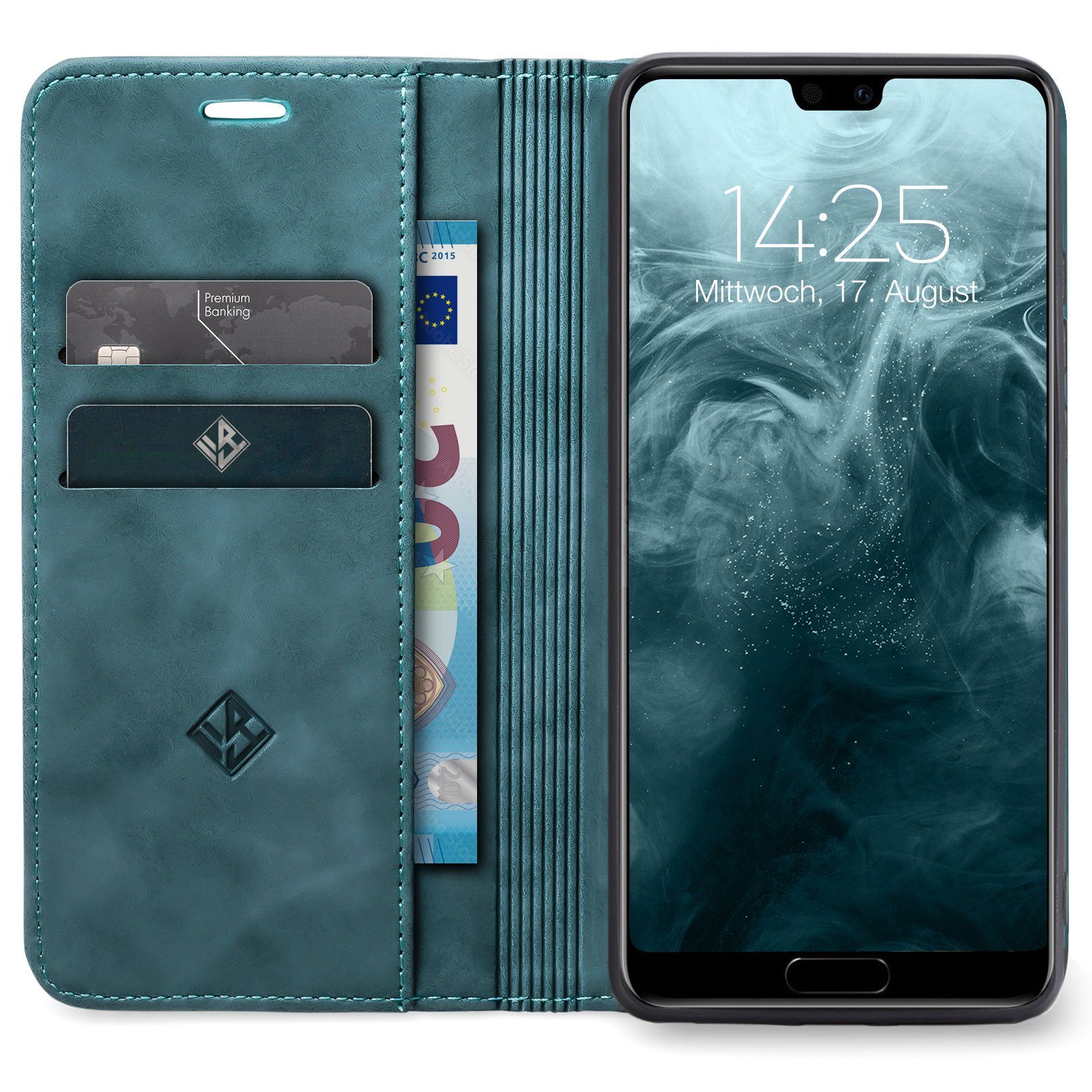 Tec-Expert Handyhülle Tasche Hülle für Huawei P20 Pro 6.1 Zoll, 6.1, Cover Klapphülle Case mit Kartenfach Fliphülle aufstellbar