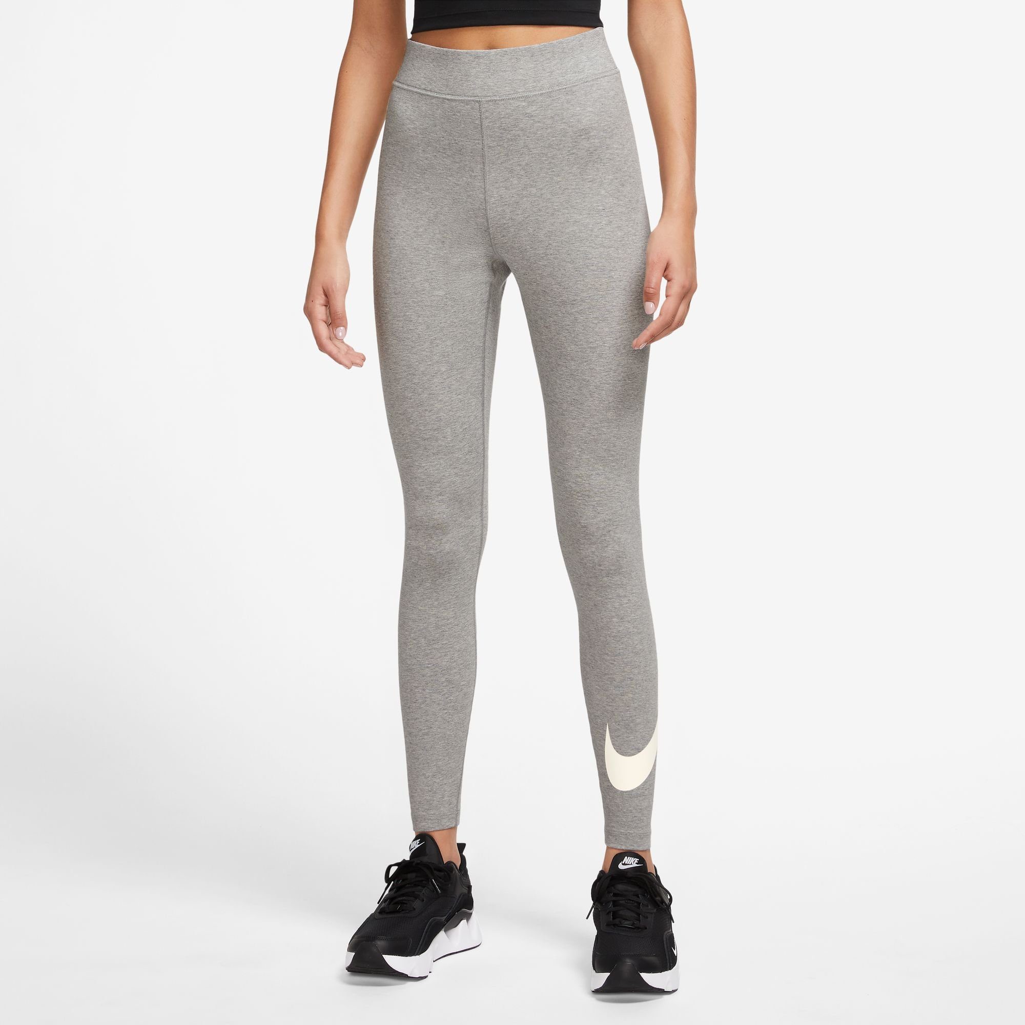 Nike CLASSICS HIGH-WAISTED GREY Leggings GRAPHIC Sportswear DK WOMEN'S LEGGINGS HEATHER/SAIL