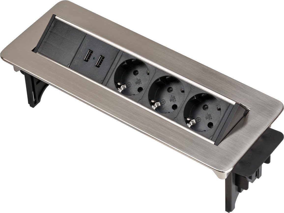 Brennenstuhl Indesk Power USB-Charger Розеткиleiste 3-fach (Kabellänge 2 m), mit 2 USB Ladebuchsen