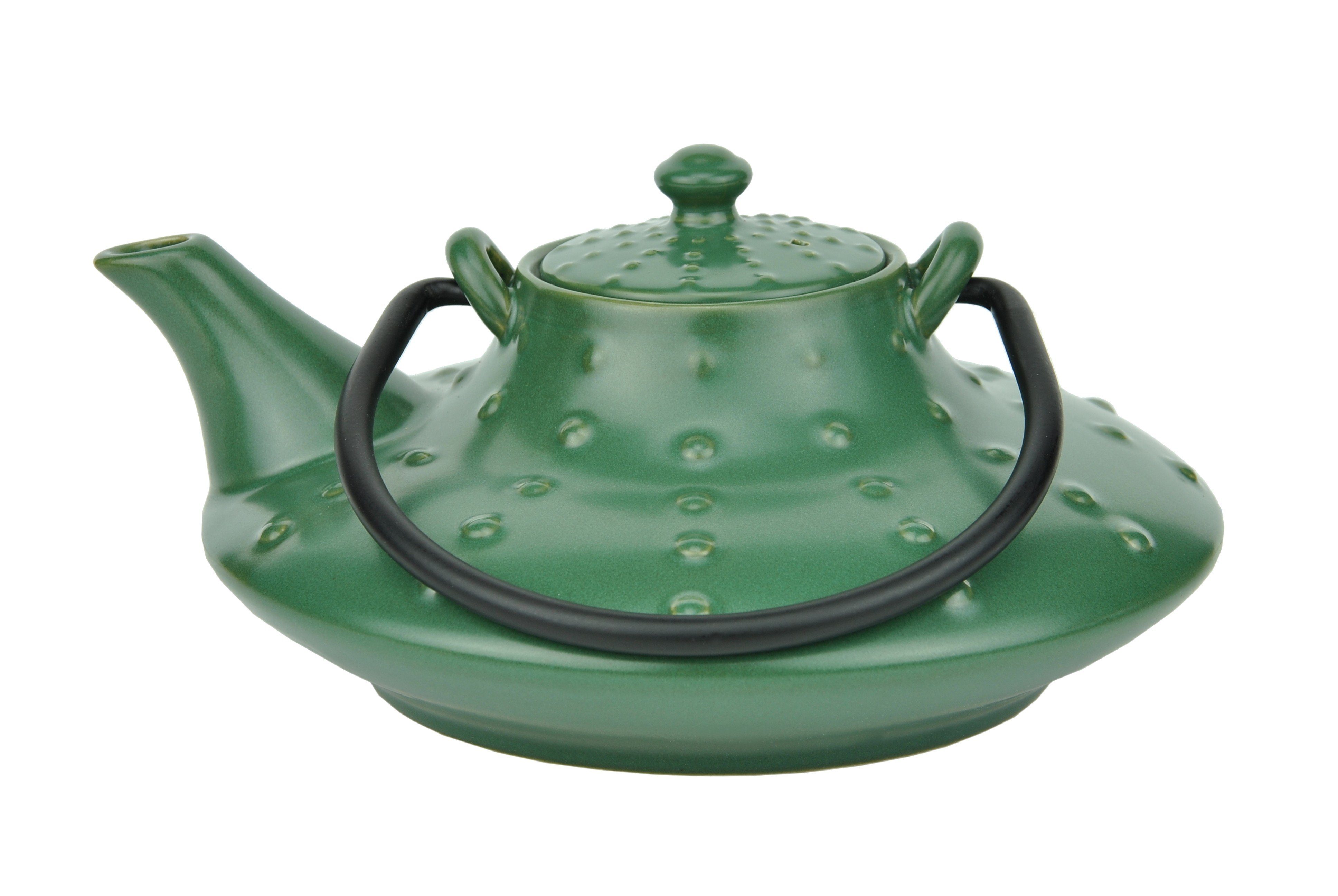 MamboCat Teekanne Japanische Teekanne Keramik Honshu mit Metallhenkel 0,7l dunkelgrün