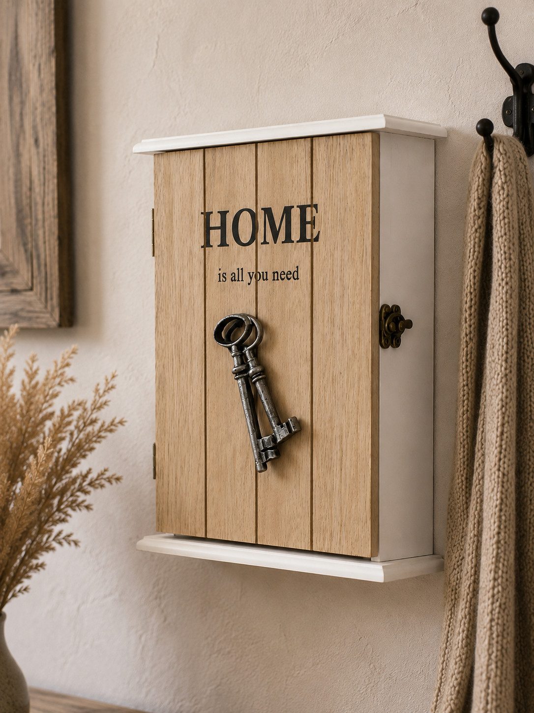 MF Schlüsselkasten Schlüsselkasten HOME aus Holz mit Vintage-Charme (1 St)