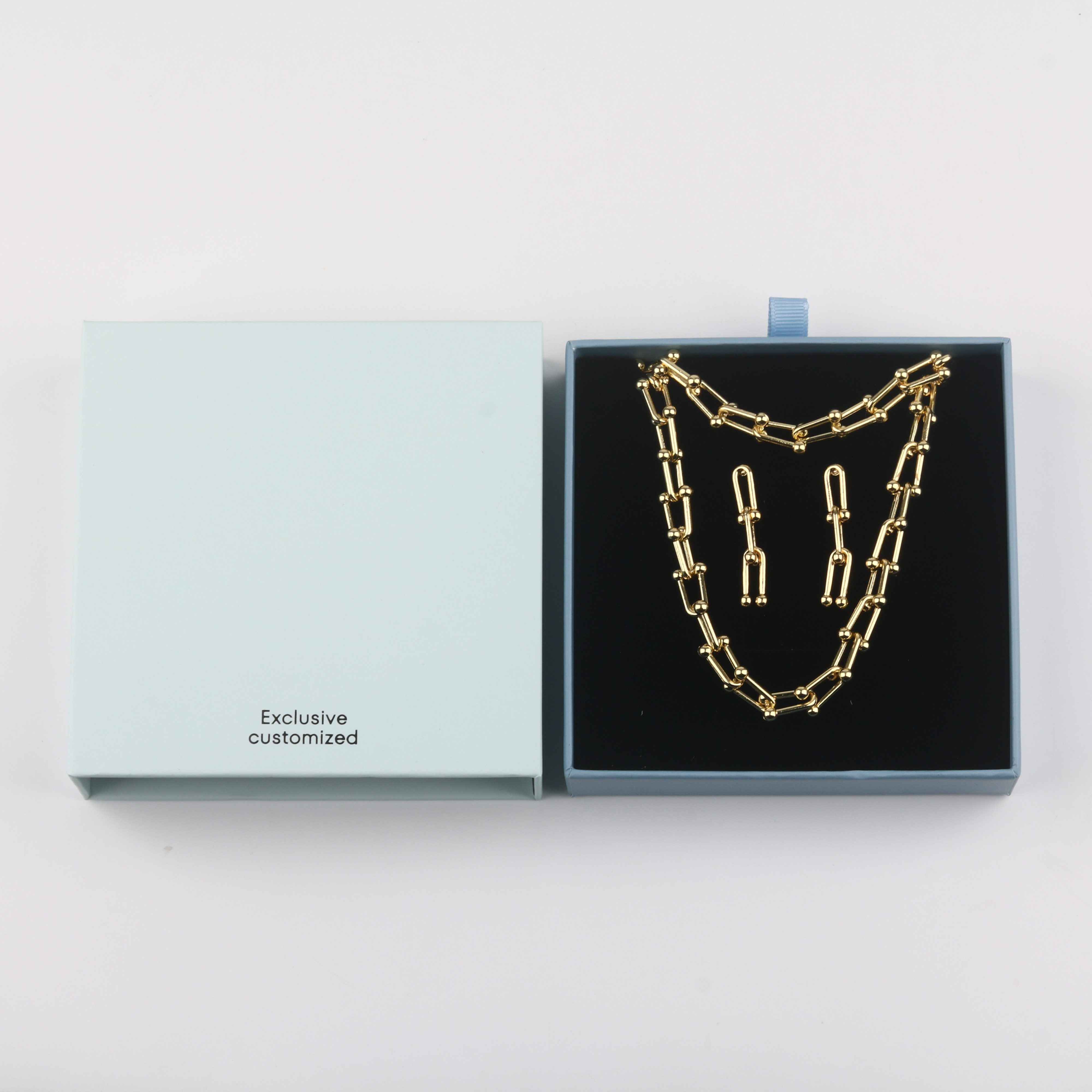 trends for living Schmuckset Schmuckset für Damen: Halskette und Ohrringe, schlichtes Armband, mit U-förmigem Hufeisenverschluss