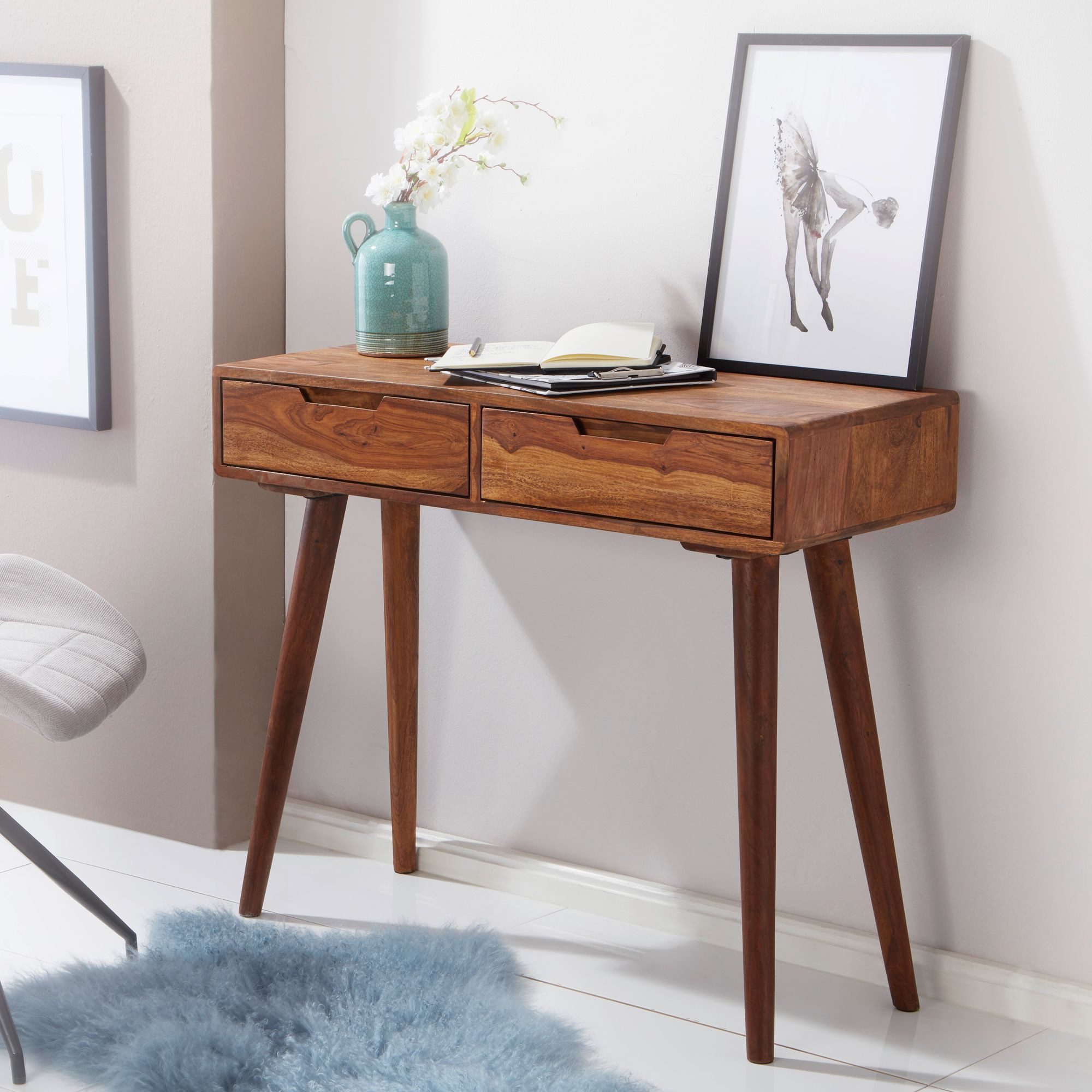 FINEBUY Konsolentisch FB51402 (90x76x36 cm Massivholz, günstig online kaufen