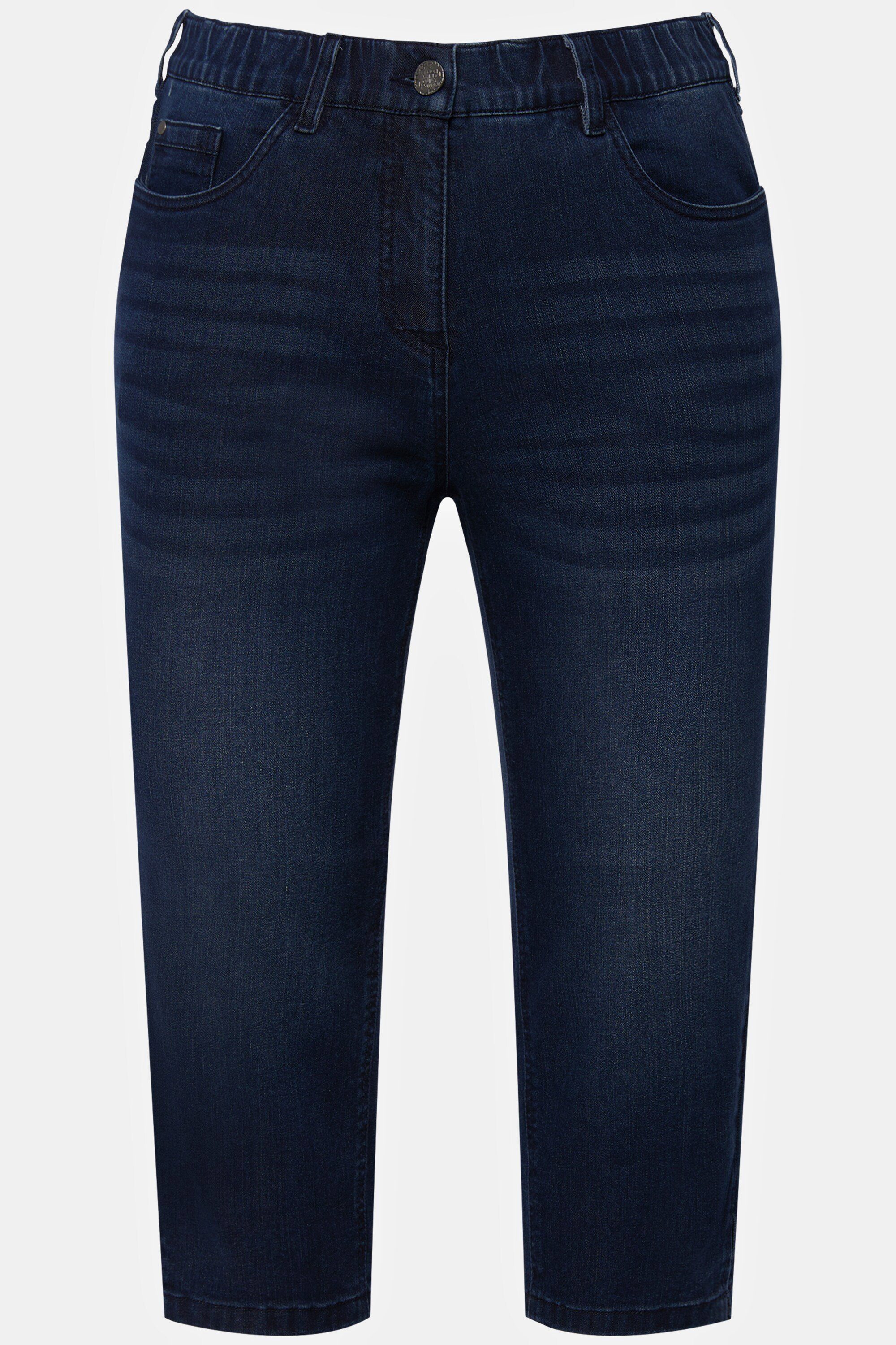 Ulla Popken Funktionshose denim schmale Sarah Capri Jeans blue 5-Pocket-Form