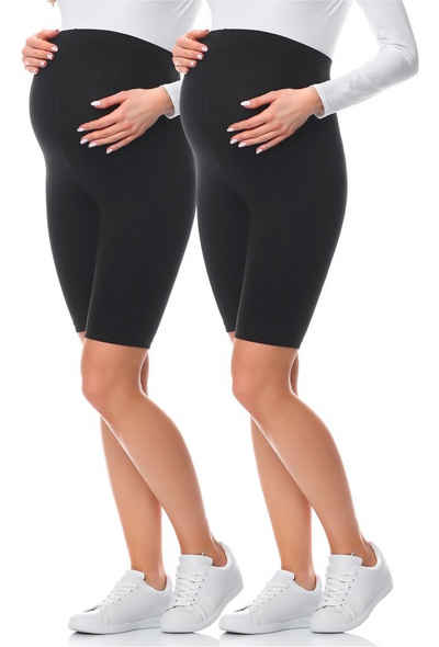 Be Mammy Umstandsleggings Kurze Umstandsleggings aus Viskose BE-04 (2-tlg) elastischer Bund