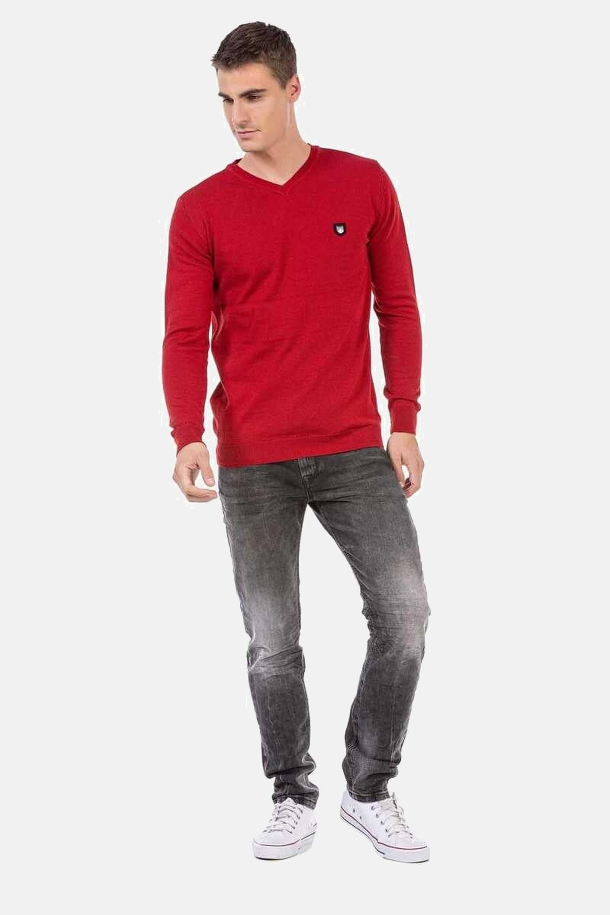 Cipo & Baxx V-Ausschnitt-Pullover Pullover (1-tlg) mit V-Ausschnitt, CP242