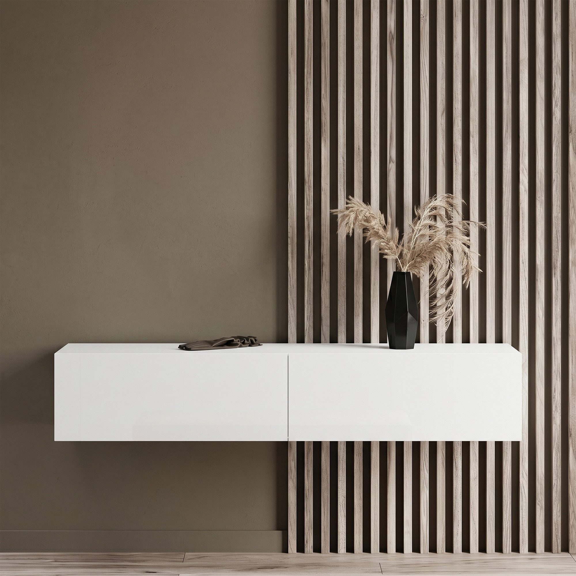 Planetmöbel Garderobenschrank Kompaktgarderobe Wandschrank 160 cm (schmaler Flurschrank mit Stauraum, 1-St., Flurgarderobe mit Soft-Open Funktion) Flurkommode vielseitig kombinierbar