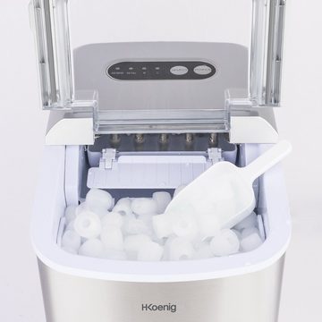 H.Koenig Eiswürfelmaschine Eiswürfel Maker Ice Cube Eiswürfelzubereiter Eiswürfelautomat, LCD Bildschirm, Edelstahl, abnehmbare Eiswürfelschale