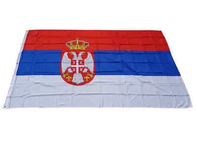 trends4cents Flagge XXL Flagge Fahne mit 3 Messingösen in 250 x 150 cm (Serbien), für Fahnenmaste