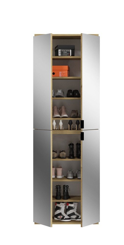 xonox.home Kleiderschrank Garderobenschrank Projekt X Artisan Eiche, Spiegeltüren, 2-teilig (2-St) Garderoben-Set, Flurgarderoben Set in Eiche 2-teilig, Kompaktgarderobe