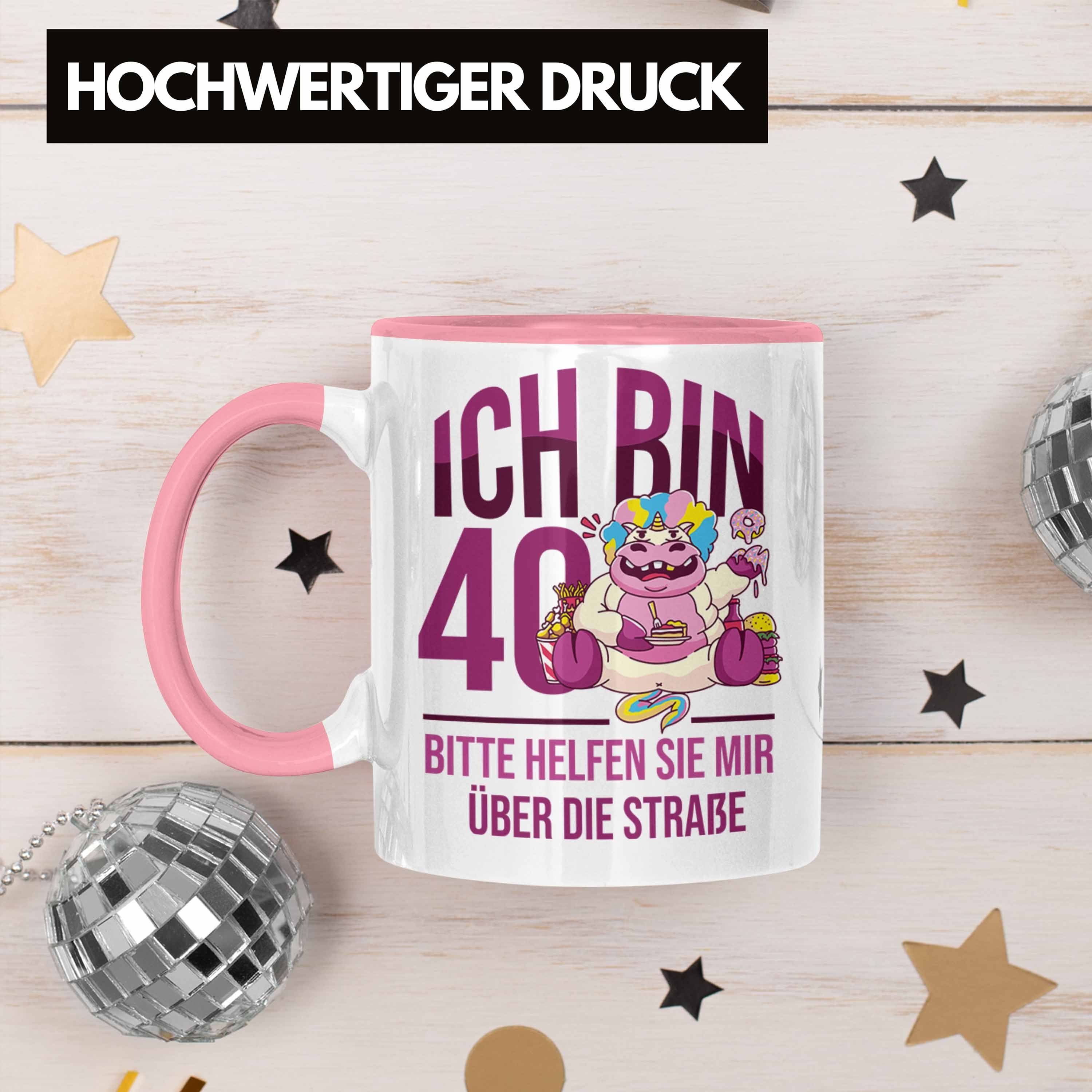 40e Geburtstag - Einhorn Lustige zum Tasse Tasse Trendation Rosa Geschenkidee Frauen für 40.