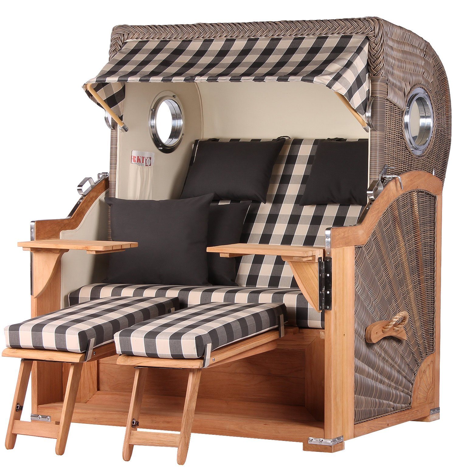 bene living Strandkorb »Königssee Teak Bullauge PE grau Modell 505