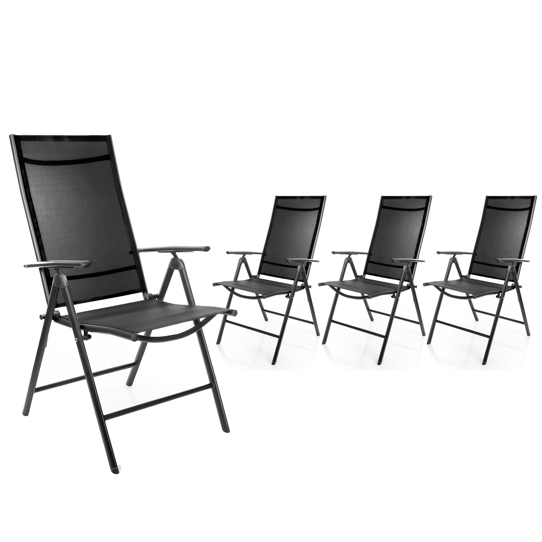 BigDean Gartenstuhl klappbar – bis 120 kg – 7-fach verstellbare Lehne – Balkon & Garten (Packung, 4 St), Belastbar, Vielseitig, Verstellbar, Robust, Wetterfest, Pflegeleicht.